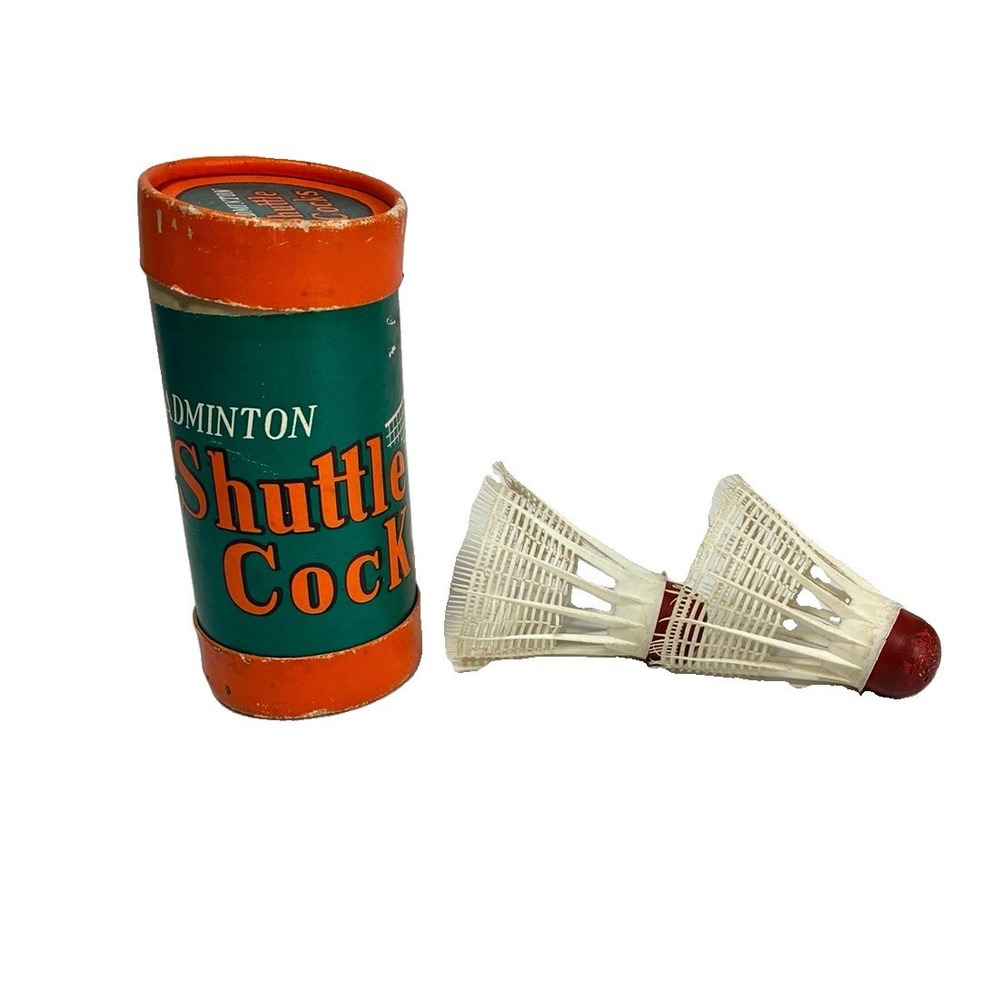 Vintage Badminton Shuttlecocks In Orange And Green Tube Made In Japan
